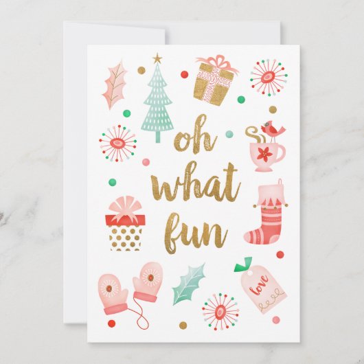 Oh wat een leuke gouden script kerstfotokaart (Voorkant)