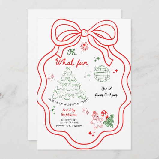 Oh wat een leuke grillige hand getrokken kerstfees kaart (Voorkant / Achterkant)