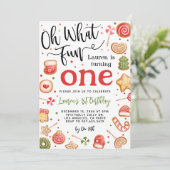 Oh wat een leuke kerst 1e verjaardag uitnodiging (Staand voorkant)