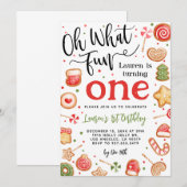 Oh wat een leuke kerst 1e verjaardag uitnodiging (Voorkant / Achterkant)