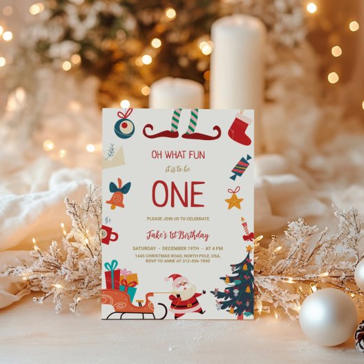 Oh wat een leuke kerst 1e verjaardag uitnodiging
