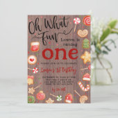 Oh wat een leuke kerst 1e verjaardag uitnodiging (Staand voorkant)