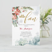 Oh wat een leuke kerst bloemenuitnodiging kaart (Staand voorkant)