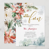 Oh wat een leuke kerst bloemenuitnodiging kaart (Voorkant / Achterkant)