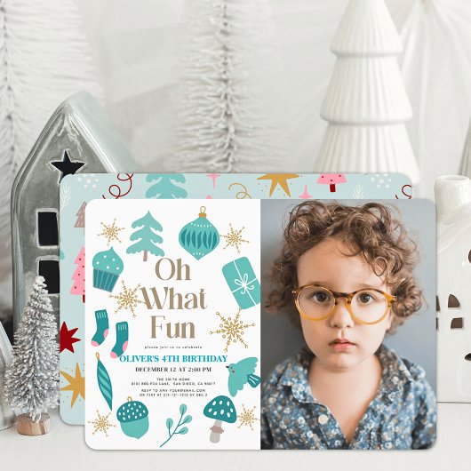 Oh wat een leuke kerst groene verjaardag foto kaart