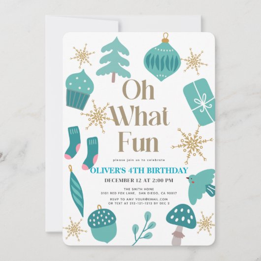 Oh wat een leuke kerst motieven groene verjaardag kaart (Voorkant)