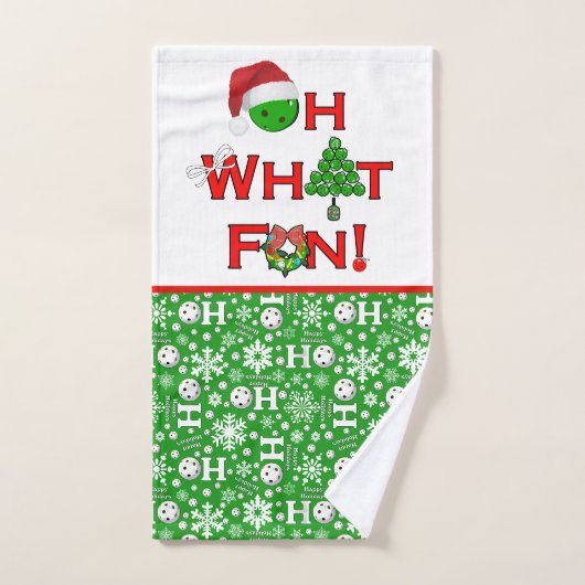 Oh wat een leuke kerst pickleball groen ho ho ho h handdoek (Handdoek)