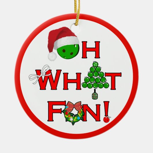 Oh wat een leuke kerst pickleball keramisch ornament (Voorkant)