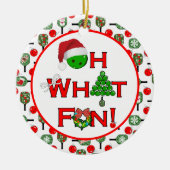 Oh wat een leuke kerst pickleball peddels keramisch ornament (Voorkant)
