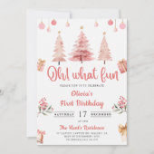 Oh wat een leuke kerst roze winterboom verjaardag kaart (Voorkant)