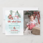 Oh wat een leuke kerst sneeuwpop verjaardag foto kaart (Voorkant)