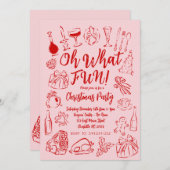 Oh Wat een leuke kerst uitnodiging Roze en rood (Voorkant / Achterkant)