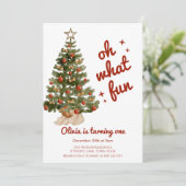 Oh wat een leuke kerst verjaardagsboom  kaart (Staand voorkant)