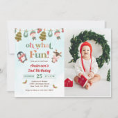 Oh wat een leuke kerst winter 2e verjaardag foto kaart (Voorkant)