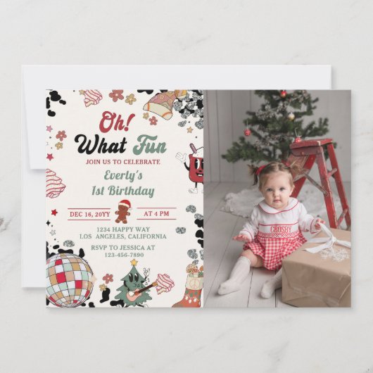 Oh Wat een leuke kerstdiscobal Verjaardag Foto Kaart (Voorkant)