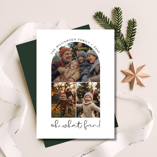 Oh wat een leuke kerstfamilie groetjes boog foto feestdagenkaart
