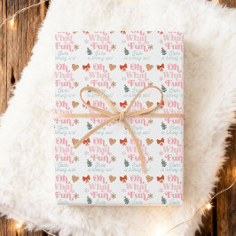 Oh Wat Een Leuke Kerstfeest Verjaardag Meisje 1e V Cadeaupapier