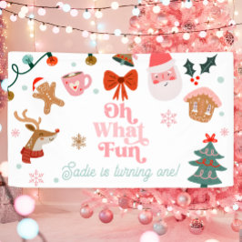 Oh Wat Een Leuke Kerstfeest Verjaardagsfeest Meisj Spandoek