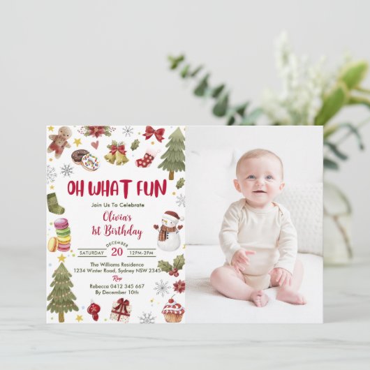 Oh wat een leuke kerstfeestfoto kaart (Staand voorkant)