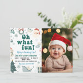 Oh wat een leuke kerstman eerste verjaardag kaart (Staand voorkant)