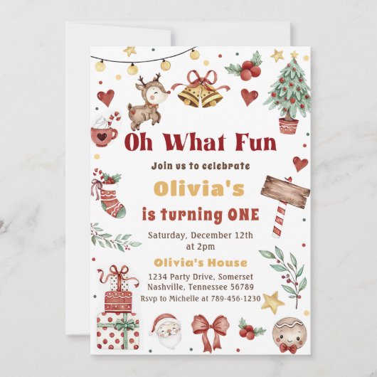 Oh wat een leuke Kerstmis Santa rendier verjaardag Kaart (Voorkant)