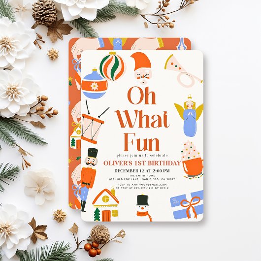 Oh wat een leuke kerstvakantie 1e verjaardag kaart