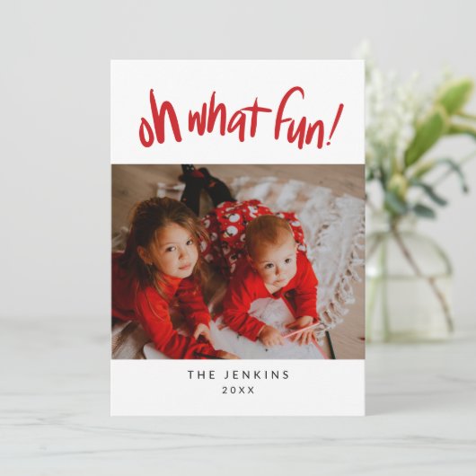 Oh wat een leuke kerstvakantie foto kaart (Staand voorkant)