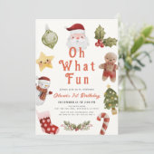 Oh wat een leuke kerstvakantie Santa 1e verjaardag Kaart (Staand voorkant)
