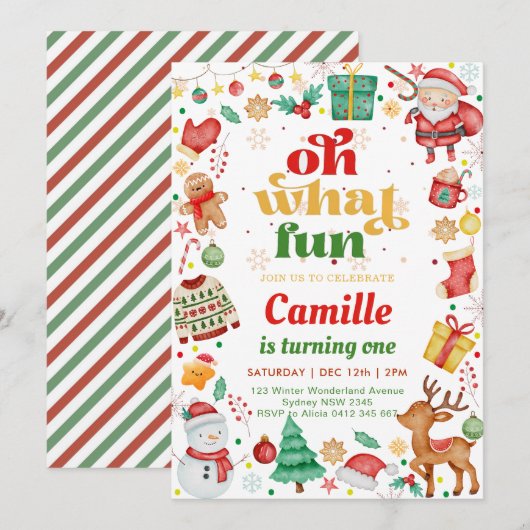 Oh wat een leuke kerstverjaardag kaart (Voorkant / Achterkant)