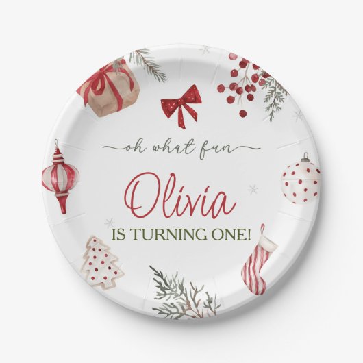 Oh wat een leuke kerstverjaardag papieren bordje (Voorkant)