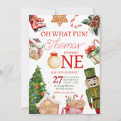 Oh wat een leuke kerstwinter eerste verjaardag kaart (Voorkant)