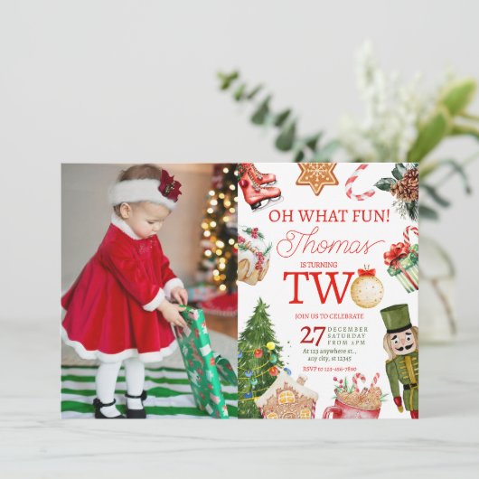 Oh wat een leuke kerstwinter Tweede verjaardag Kaart (Staand voorkant)