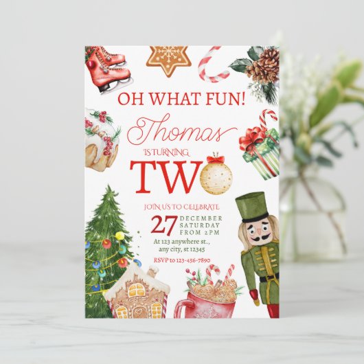 Oh wat een leuke kerstwinter Tweede verjaardag Kaart (Staand voorkant)