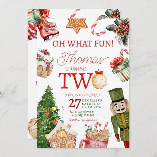 Oh wat een leuke kerstwinter Tweede verjaardag Kaart (Voorkant / Achterkant)