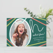 Oh Wat een leuke, moderne, kleurrijke groene foto Feestdagenkaart (Staand voorkant)