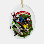 Oh Wat een leuke motorcross Kerstmis Keramisch Ornament (Rechts)