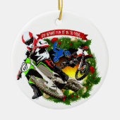 Oh Wat een leuke motorcross Kerstmis Keramisch Ornament (Voorkant)