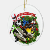 Oh Wat een leuke motorcross Kerstmis Keramisch Ornament (Links)