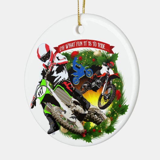 Oh Wat een leuke motorcross Kerstmis Keramisch Ornament (Links)