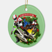 Oh Wat een leuke motorcross Kerstmis Keramisch Ornament (Links)