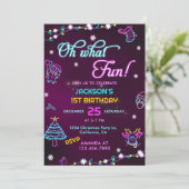 Oh wat een leuke Paarse Neon Moderne Kerstverjaard Kaart (Staand voorkant)