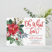 Oh wat een leuke poinsettia feestuitnodiging kaart (Staand voorkant)