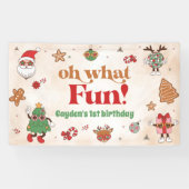 Oh wat een leuke retro kerst eerste verjaardag spandoek (Horizontaal)