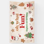Oh wat een leuke retro kerst eerste verjaardag spandoek (Verticaal)