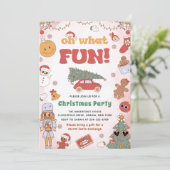 Oh wat een leuke retro kerstfeest uitnodiging (Staand voorkant)