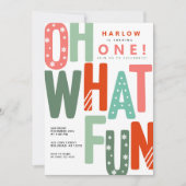 Oh wat een leuke retro kleurrijke kerst 1e verjaar kaart (Voorkant)