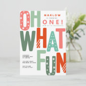 Oh wat een leuke retro kleurrijke kerst 1e verjaar kaart (Staand voorkant)