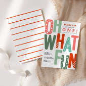 Oh wat een leuke retro kleurrijke kerst 1e verjaar kaart