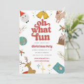 Oh wat een leuke rode en roze kerstfeest uitnodigi kaart (Staand voorkant)