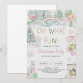 Oh wat een leuke roze kerstfeest uitnodiging (Voorkant / Achterkant)